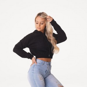 NVGTN Cozy Vibes Drop Shoulder Cropped Naisten Huppari Mustat | FI702MQ