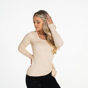 NVGTN Fireside Ribbed Long Sleeve Naisten Topit Kerma | FI215UZ