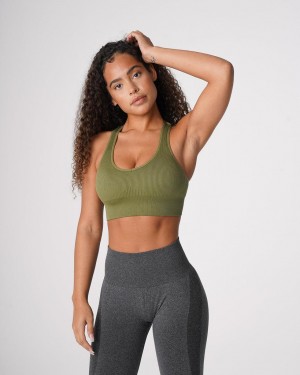 NVGTN Galaxy Ribbed Seamless Naisten Urheiluliivit Khaki Vihreä | FI164IL