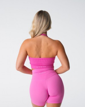 NVGTN Limitless Ribbed Seamless Halter Naisten Urheiluliivit Pinkki | FI661AH