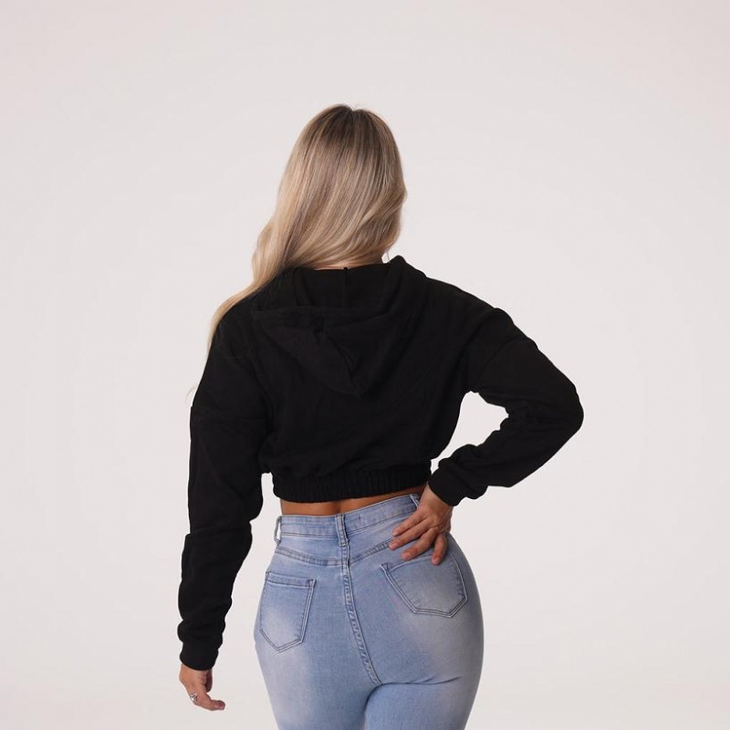 NVGTN Cozy Vibes Drop Shoulder Cropped Naisten Huppari Mustat | FI702MQ