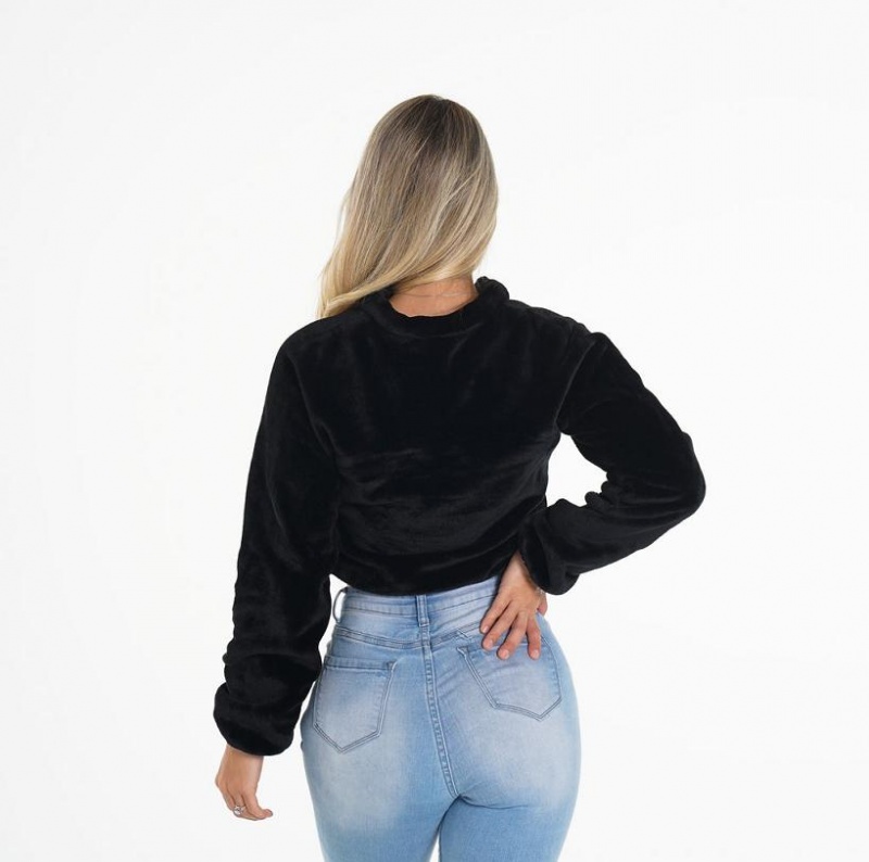 NVGTN Cropped Teddy Fleece Naisten Topit Mustat | FI137UZ