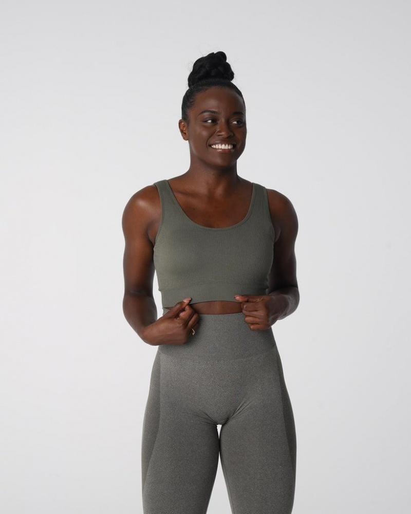 NVGTN Desire Ribbed Seamless Naisten Urheiluliivit Khaki Vihreä | FI796HA