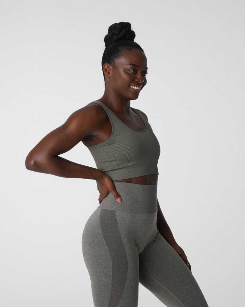 NVGTN Desire Ribbed Seamless Naisten Urheiluliivit Khaki Vihreä | FI796HA