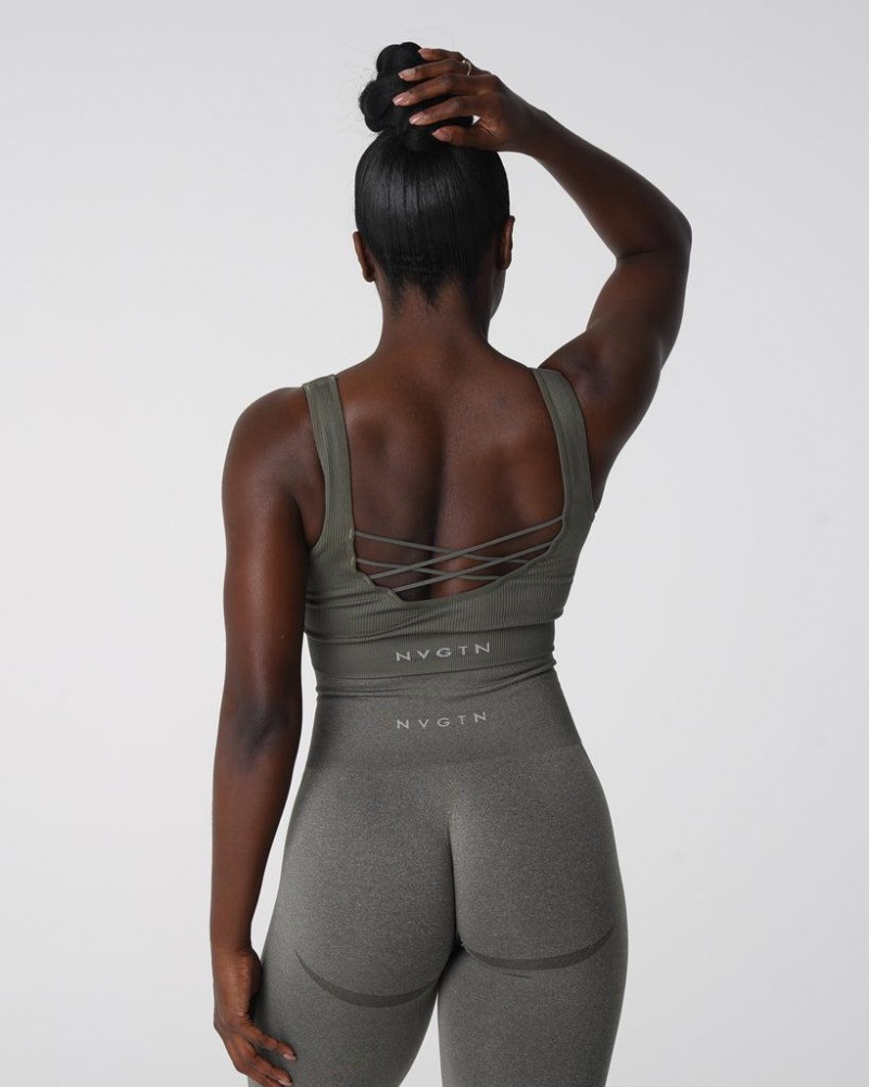 NVGTN Desire Ribbed Seamless Naisten Urheiluliivit Khaki Vihreä | FI796HA