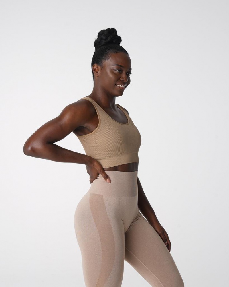 NVGTN Desire Ribbed Seamless Naisten Urheiluliivit Beige | FI822HA