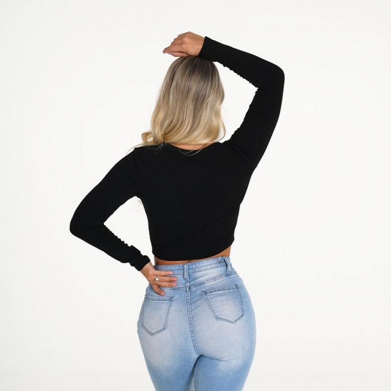 NVGTN Essentials Ribbed Crop Naisten Topit Mustat | FI123LI