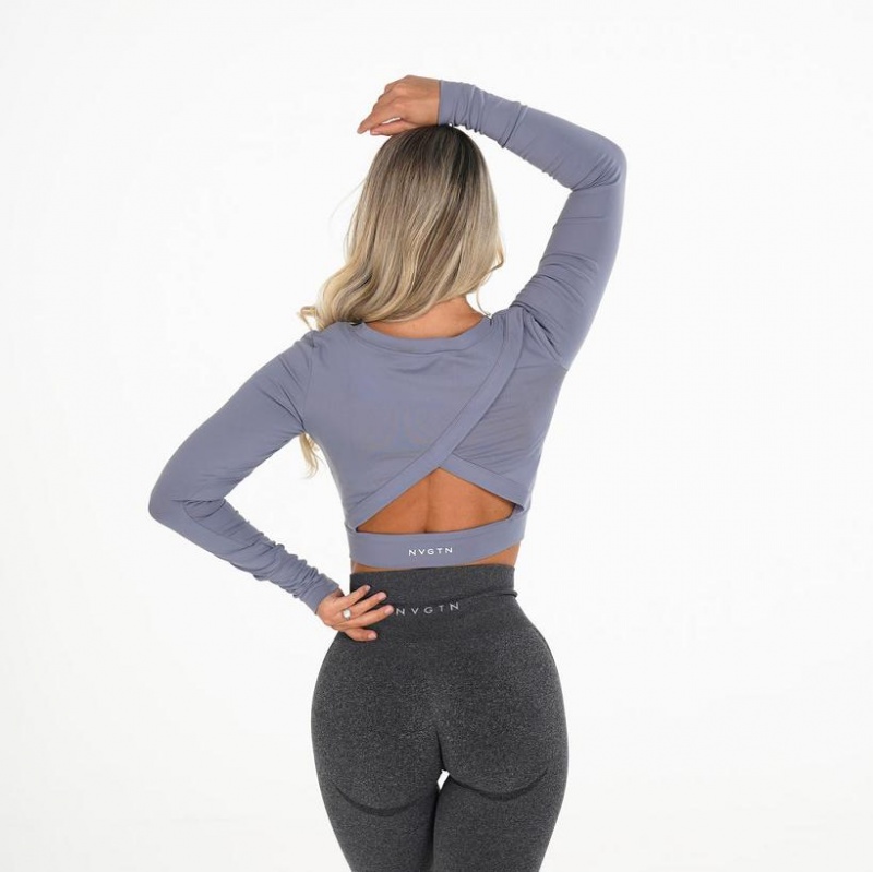 NVGTN Form Long Sleeve Crop Naisten Topit Sininen | FI253LI