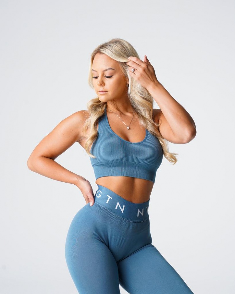 NVGTN Galaxy Ribbed Seamless Naisten Urheiluliivit Harmaat Sininen | FI268IL