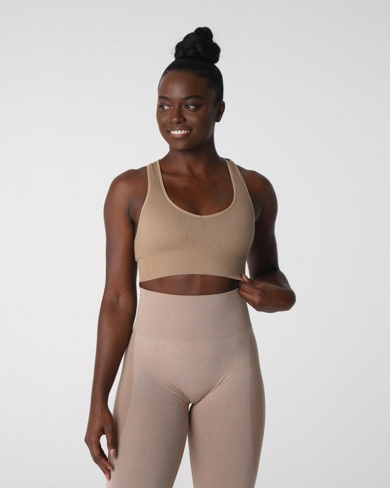 NVGTN Galaxy Ribbed Seamless Naisten Urheiluliivit Beige | FI294IL