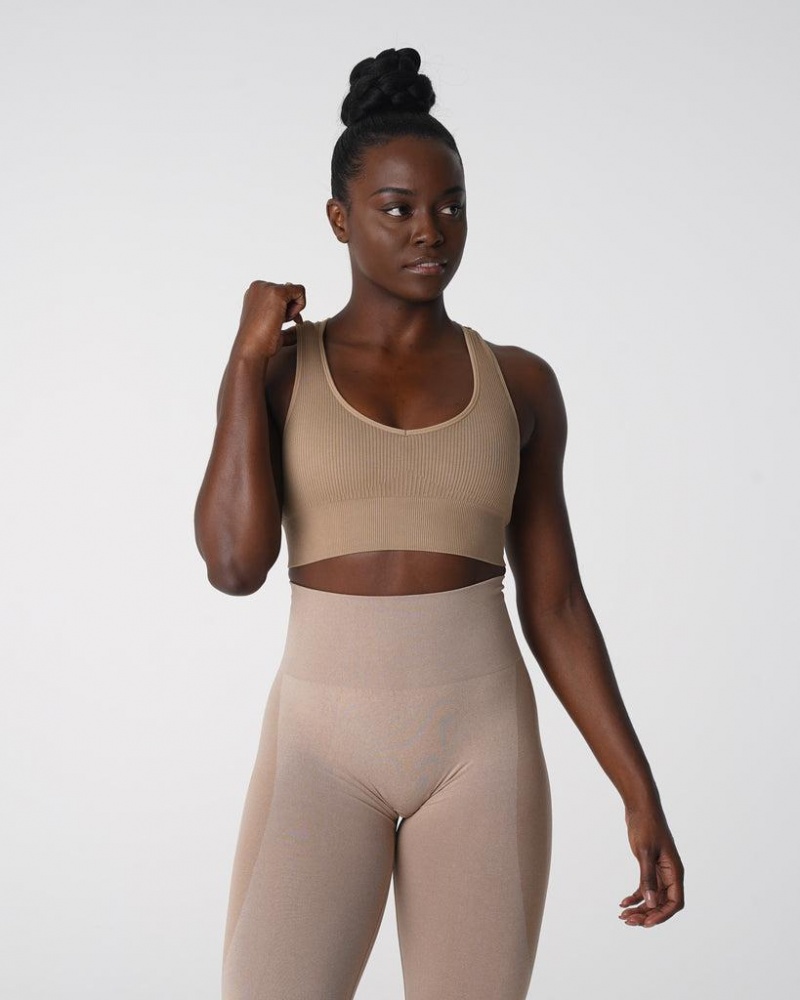 NVGTN Galaxy Ribbed Seamless Naisten Urheiluliivit Beige | FI294IL