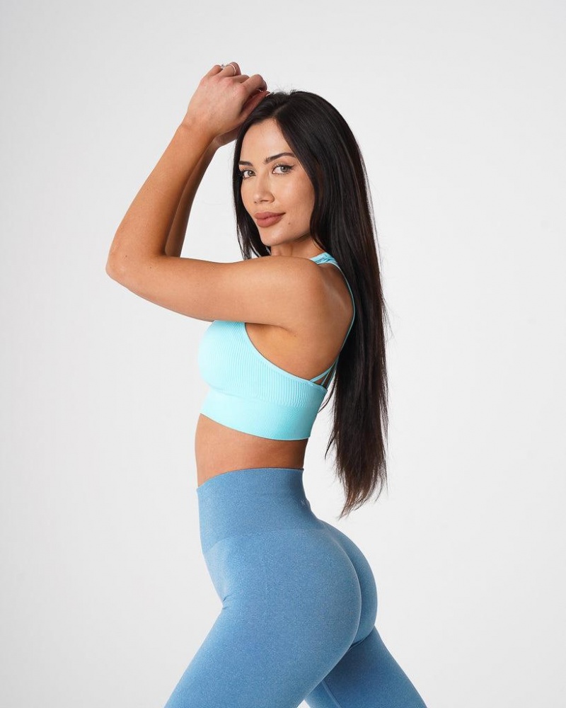 NVGTN Galaxy Ribbed Seamless Naisten Urheiluliivit Vaaleanturkoosi | FI372IL