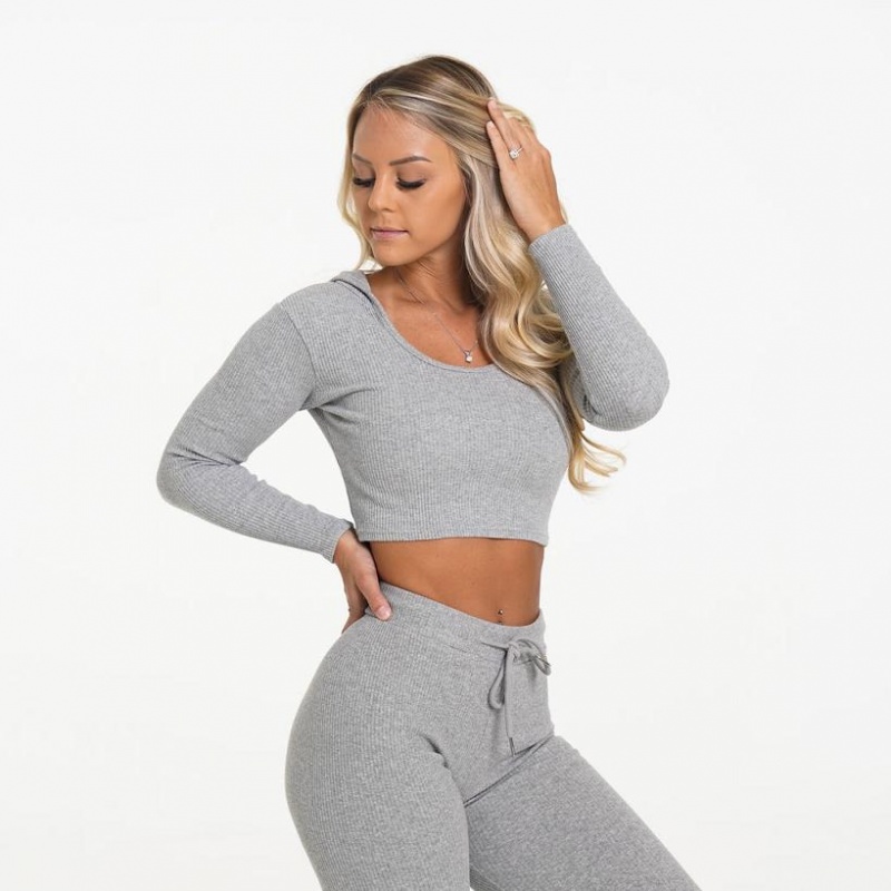 NVGTN Lazy Day Lounge Long Sleeve Naisten Topit Harmaat | FI267UZ