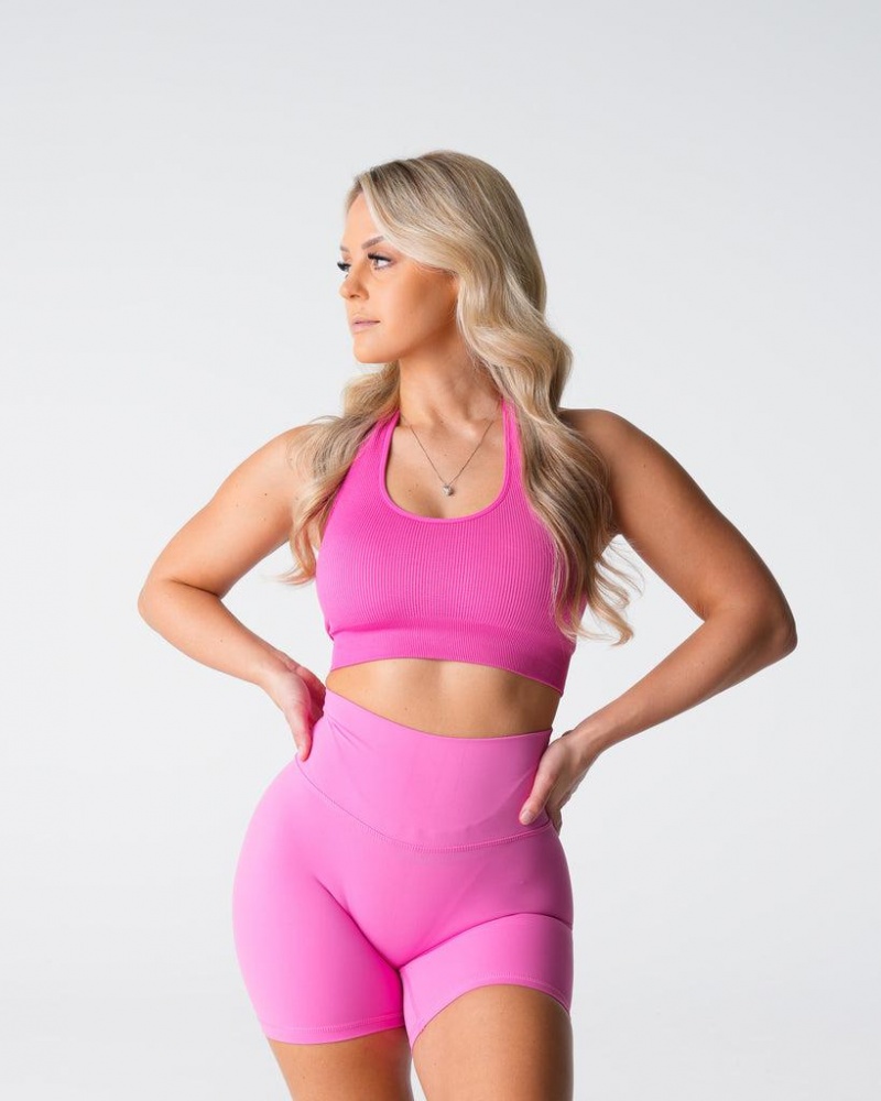 NVGTN Limitless Ribbed Seamless Halter Naisten Urheiluliivit Pinkki | FI661AH