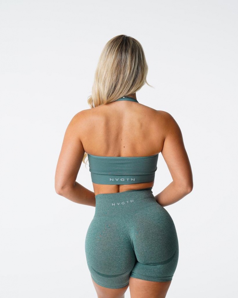 NVGTN Limitless Ribbed Seamless Halter Naisten Urheiluliivit Vihreä | FI443QM