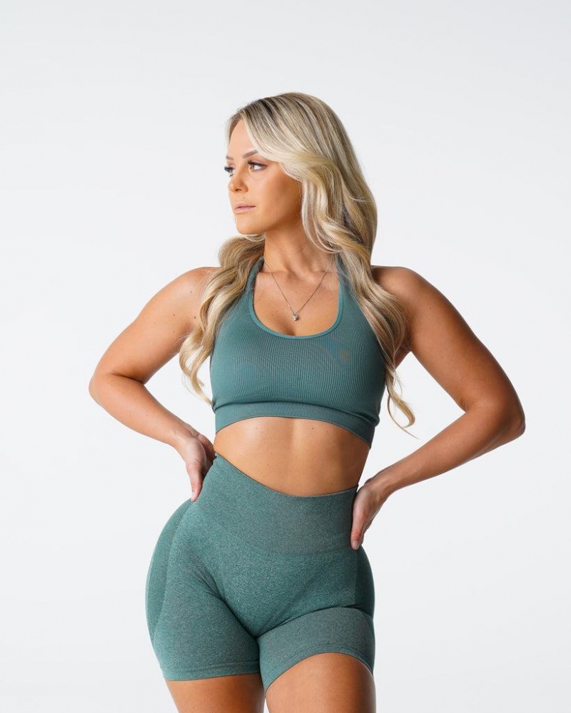 NVGTN Limitless Ribbed Seamless Halter Naisten Urheiluliivit Vihreä | FI443QM