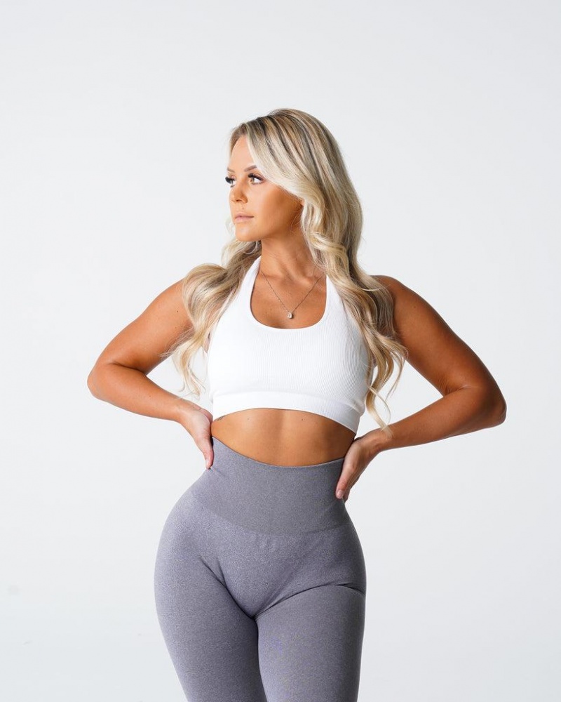 NVGTN Limitless Ribbed Seamless Halter Naisten Urheiluliivit Valkoinen | FI495QM