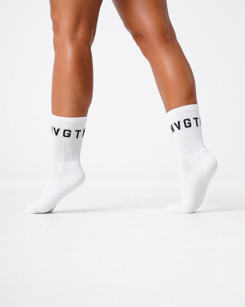 NVGTN NVGTN Crew Socks Miesten Asusteet Valkoinen | FI808WN