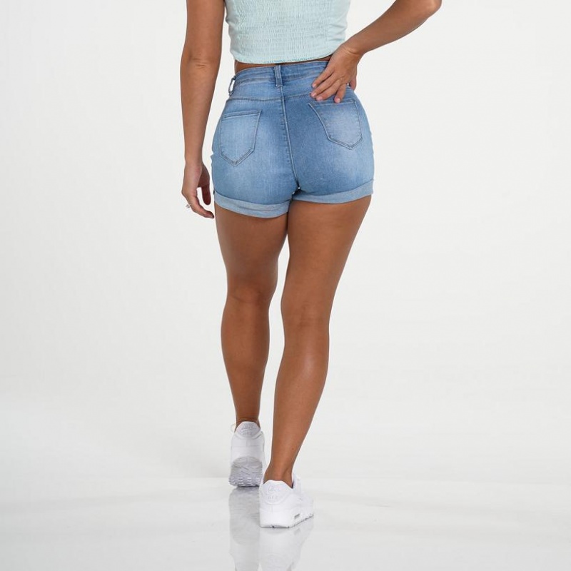 NVGTN Navishape Jean Naisten Shortsit Vaaleanpesu | FI534FD