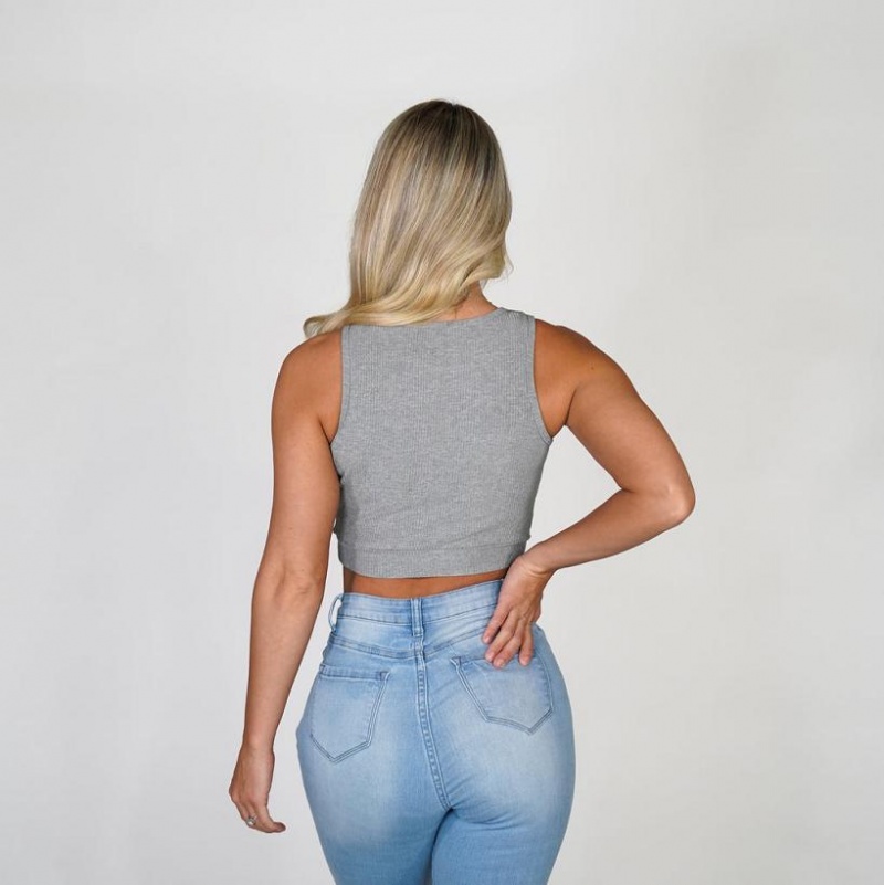 NVGTN Out and About Ribbed Crop Naisten Topit Harmaat | FI487LI