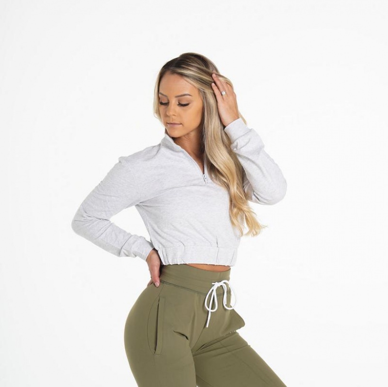 NVGTN Power Cropped Pullover Naisten Topit Vaaleanharmaat | FI669LI