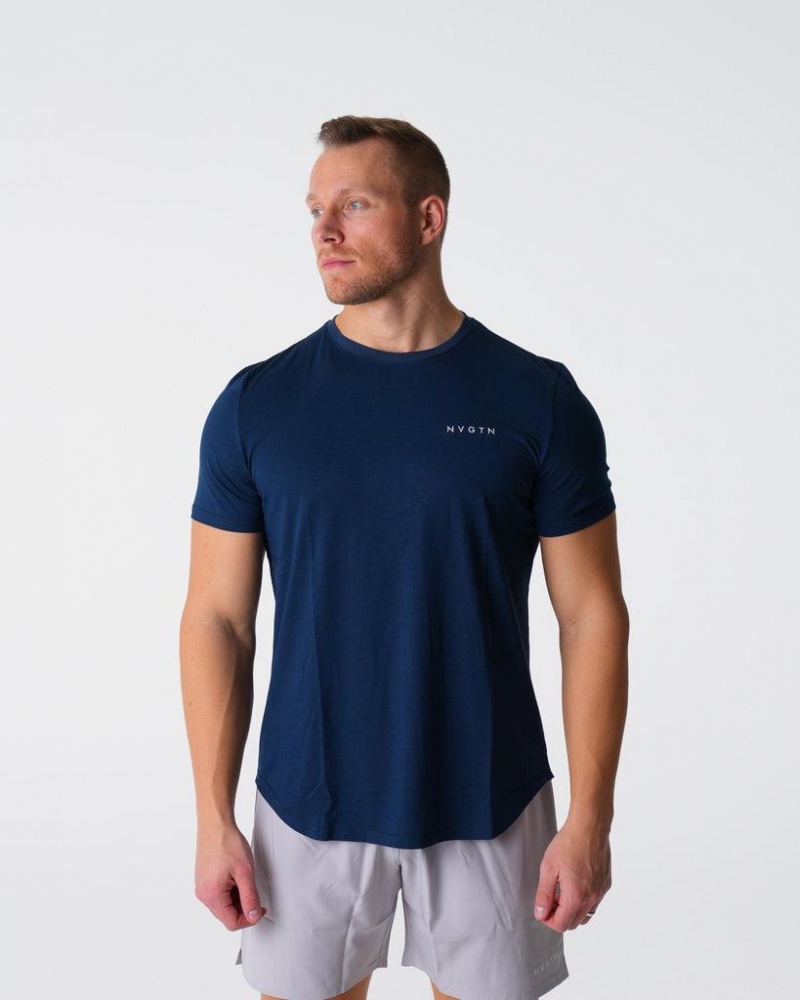 NVGTN Pulse Fitted Tee Miesten T Paidat Laivastonsininen | FI691GS