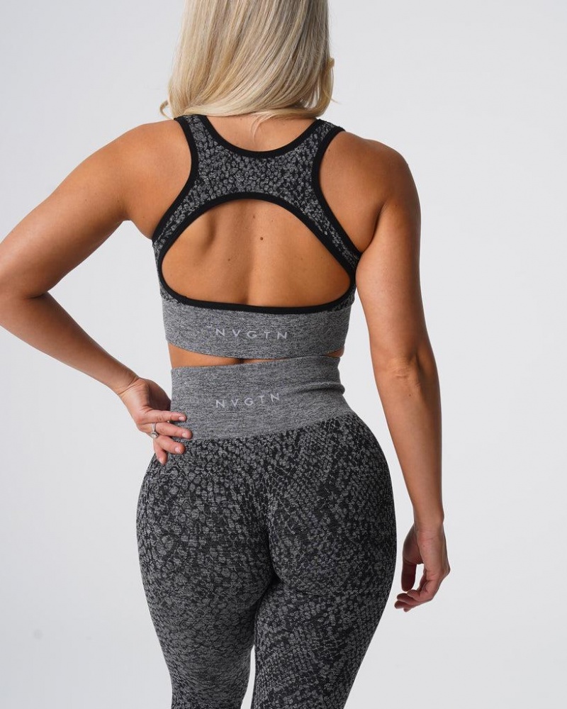 NVGTN Speckled Snakeskin Eclipse Seamless Naisten Urheiluliivit Mustat | FI107EB