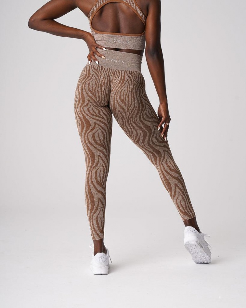 NVGTN Zebra Seamless Naisten Leggingsit Beige | FI504PJ